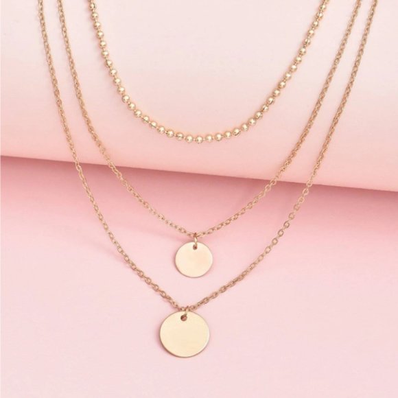 5 for $25 Gold Color Three Layer Coin Necklace - Picture 2 of 6